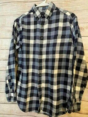 Croft & Barrow Men's Flannel Shirt Long Sleeve Button Down Blue Plaid